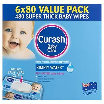 $30 • Buy Curash Simply Water Super Thick Baby Wet Wipes Newborn Sensitive Skin 480 Pack