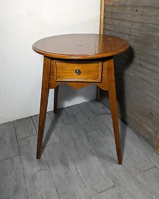 Powell Round Vintage Mission Arts & Crafts Style Side Table 1-Drawer • $126