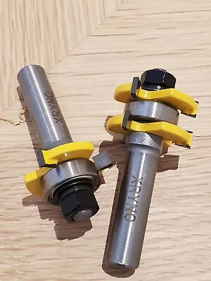 $12.99 • Buy 2pc Tongue And Groove Router Bit Set T Slot 1/2  Shank 1/4  Cutter 1 - 3/8  Dia