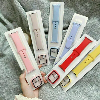 $7.99 • Buy 42/44mm Silicone Apple Watch Band Strap+Case IWatch Series 8 7 SE 6 5 43 2 38/40