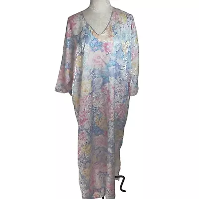 Mary McFadden Vintage Womens Nightgown Size XL Multicolor Floral Side Slit • $67.99