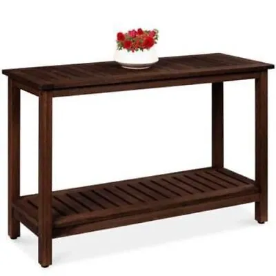Table 2-Shelf Wooden Console Table Storage Organizer W/ Natural Finish - 48in • $80
