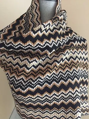Authentic Missoni Zig-zag Knit Wool Blended Scarf Blacks Multi Made In Italy New • $62.90