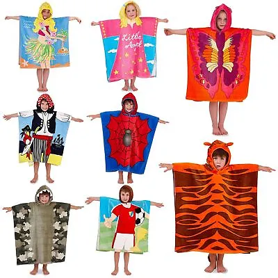 Kids Boys Girls Novelty Character Hooded Swim Beach Bath Towel Tiger Hula Poncho • £12.99