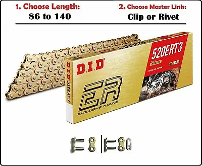 D.I.D DID 520 ERT3 Non-sealed Drive Chain Gold With Clip Or Rivet Master Link • $110.40