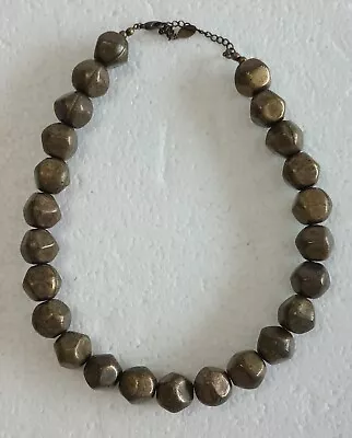 Vintage CR Chunky Brass Tone Beaded Strand Fashion Necklace 18.5  68 Grams • $18