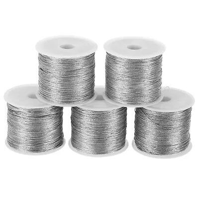 Total 545yards Metallic Cord 5 Rolls 0.3mm Dia Ornament String Thread Silver • $11.51