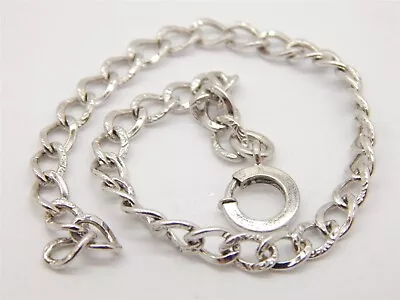 Sterling Silver 925 Curb Link Charm Bracelet 7 1/2  • $27.10