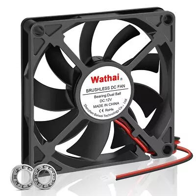 Wathai 80mm X 15mm 12V DC Coolng Fan 2 Pin Dual Ball High Performance Brushle... • $16.59