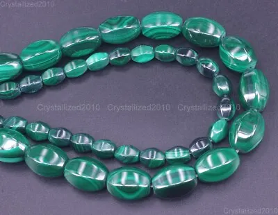 Grade AAA Natural Malachite Gemstone Faceted Oval Rice Beads 6mm 8mm 10mm 15.5  • $18.58