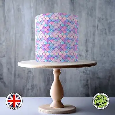 Mermaid Fish Scale Seamless Pattern Wrap Around Edible Cake Topper ICING / WAFER • £7.79