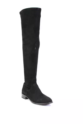 Via Spiga Womens Suede Leather Low Heel Knee High Zippered Boots Black Size 8.5 • $41.49