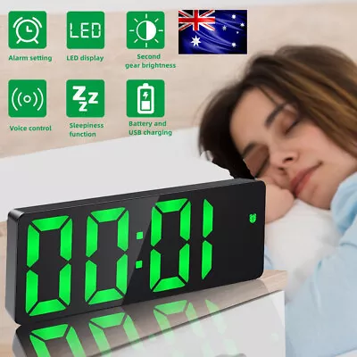 LED Electric Digital Alarm Clock USB Rechargable Mirror Temperature LCD Display • $18.99