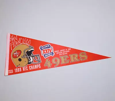 Vintage NFL Super Bowl XXIV SAN FRANCISCO 49ERS 1989 NFC Champs 30 X 12 Pennant • $19.88