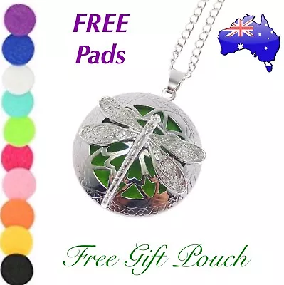 $12.50 • Buy Dragonfly Essential Oil Diffuser Locket 925 Sterling Silver Chain Necklace Gift