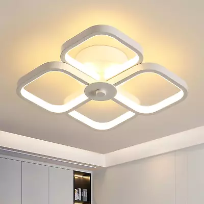 Dorlink LED Ceiling Light White 4-Square Creative Design Modern Flush Ceiling • £35.46