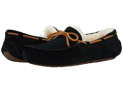 Women's Shoes UGG DAKOTA Suede Indoor/Outdoor Moccasin Slippers 1107949 BLACK • $75