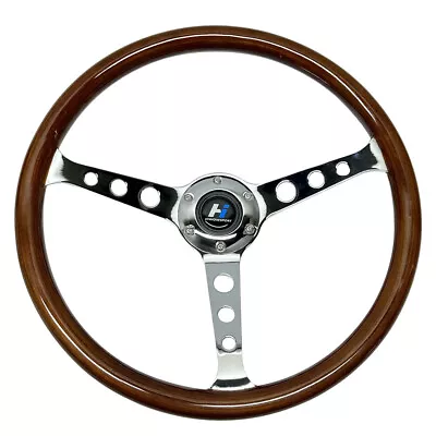 15  Silver Chromed 3-Spoke 1.75  Deep Classical Wood Steering Wheel 6 Bolts • $73.99