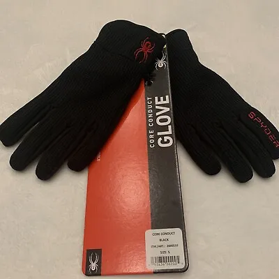 Spyder Black Gloves Touchscreen Men's & Women's Core Conduct Knit Stretch Fleece • $19.99