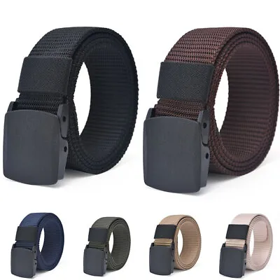 Men Women Waist Belt Plastic Steel Buckle Military Army Canvas Belt Unisex Belt • $2.22