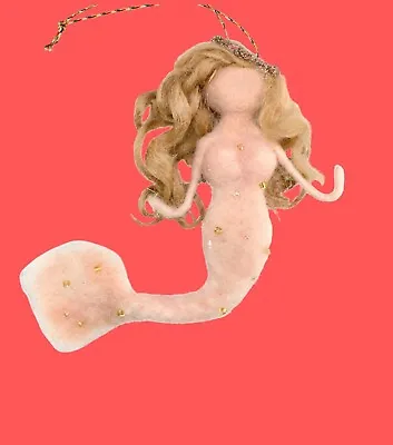 Felt Mermaid Ornament With Crown And Long Hair 27768 • $14