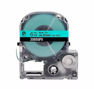 K-Sun 206BG Black On Green PX Tape 1/4  KSun Epson 206BGPX • $18.49