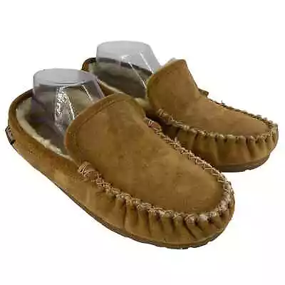 Men's L.L. Bean Size 8M Wicked Good Slippers Venetian Brown Shearling Leather  • $34.87