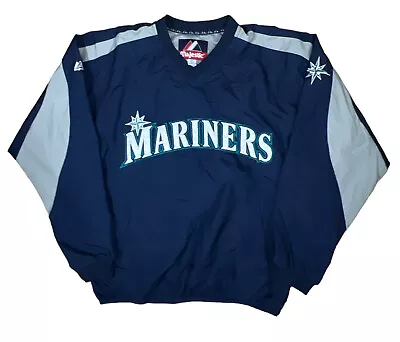 Majestic Seattle Mariners MLB Therma Base Jacket Men’s MEDIUM Dugout Jacket VTG • $55