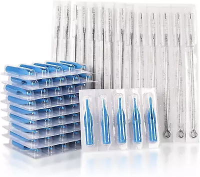 100pc Mixed Tattoo Needles + Tips Set Sterile Disposable 3RL 7M1 9RT Kit • £18.02