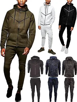 Men 2 Piece Tracksuit Jogger Set Activewear Fleece Top Bottoms Gym Training Suit • £11.99