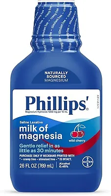 Phillips' Milk Of Magnesia Saline Laxative Wild Cherry 26 Fl Oz 312843393257VL • $25.99