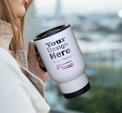 Personalised Travel Mugs Collage Photo Image Pictures Add Text Gift Tea Coffee • £11.75