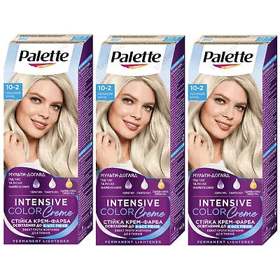 3x Schwarzkopf PALETTE 10-2 Ash Blonde Intensive Color Creme Permanent • £29.94