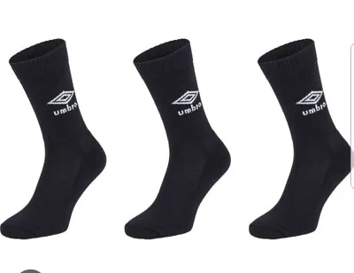 Umbro Socks 3 Pairs Black Size 9-11 Uk • £6.70