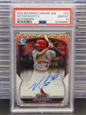 2023 Bowman Chrome Mega Box Victor Scott II Prospect Autograph Auto #VS PSA 10 • $10