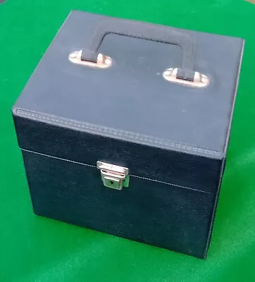 VINTAGE BLACK VINYL STORAGE CARRY CASE - 7  Singles 45 RPM Records • £16.99