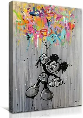 Mickey Mouse Graffiti Canvas Wall Art Wood Framed Ready To Hang XXL • £44.99