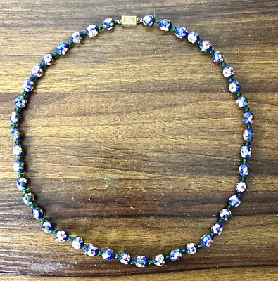 VINTAGE CHINESE ASIAN FLORAL ENAMEL PORCELAIN CLOISONNÉ Beads Necklace 24  • $59.99