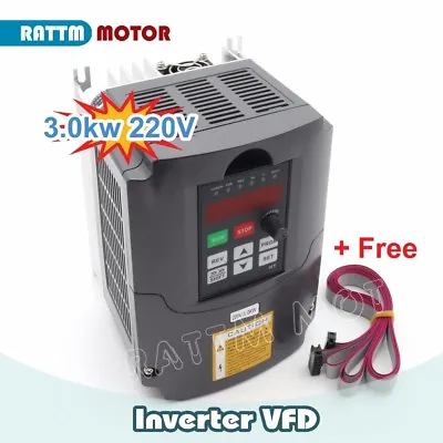 £152.40 • Buy 【EU】 3KW 4HP 220V Inverter VFD Variable Frequency Drive 13A 3 Phase VSD+2M Cable