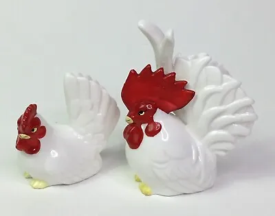 Vintage Bantam White Chicken Hen Rooster Salt And Pepper Shaker Set JAPAN • $18.95