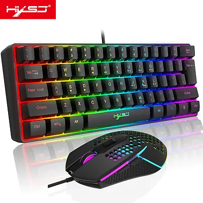 Wired USB 60% Gaming Keyboard And Mouse Set 3 In 1 Set RGB Backlit For PS4 XBOX • $34.99