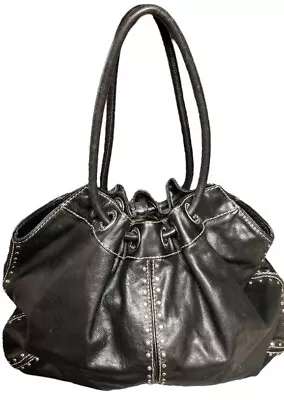 Michael Kors Astor Studded Hobo Snap Closure Black Leather Shoulder Bag See Desc • $64