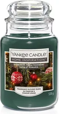 Yankee 623g Candle Scented Large Glass Jars Evergreen Pine & Rosemary - Green • £16.99