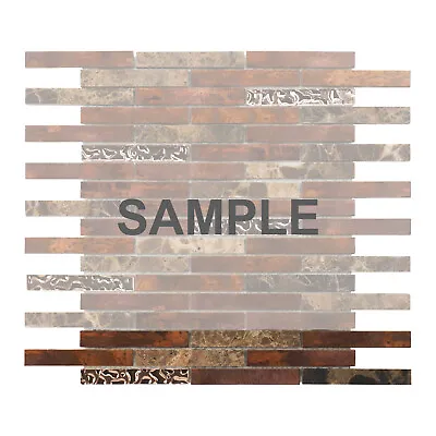 $3.99 • Buy Antique Copper Brown Emperador Metallic Glass Brick Joint Mosaic Tile Backsplash