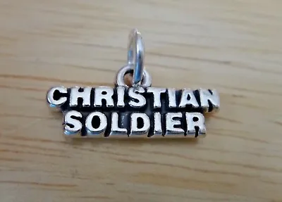 £18.58 • Buy 20x10mm Says Christian Soldier Sterling Silver Charm!