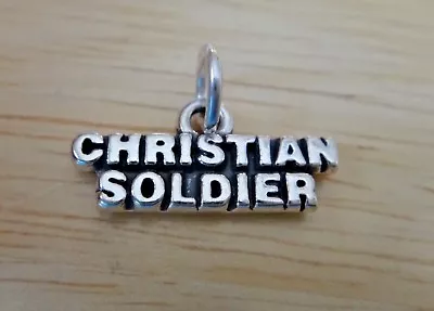 £18.58 • Buy 20x10mm Says Christian Soldier Sterling Silver Charm!