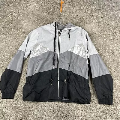 Venus Hoodie Windbreaker Jacket Men's Size S Black Gray Drawstring Full Zip • $18.95