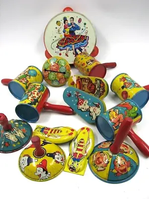 Vintage Tin Clown Noise Makers US Metal Toy Mfg Co Lot Of 14 • $29.99