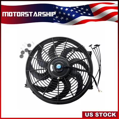 Universal 12V Electric Radiator Fan Slim Push Engine Cooling W/ Mounting Kit New • $27.89