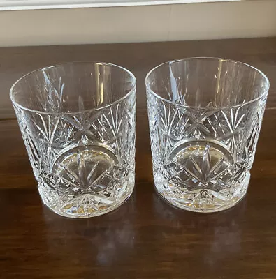 Pair  Heavy - Cut Lead Crystal  - Whiskey Glasses Tumblers • £10